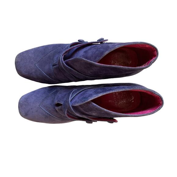 Vintage Hush Puppies Purple Suede Ankle Bootie Heels Size 7.5 EU 38 Lagenlook - Picture 9 of 11